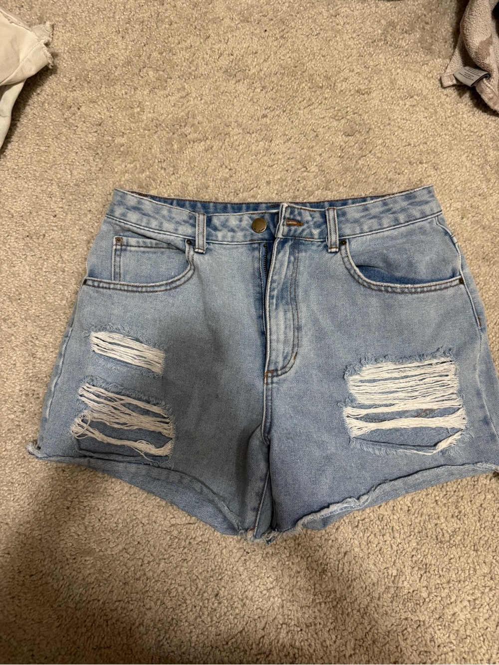 Billabong How about that- Blue Distressed High-Waist Denim Shorts
